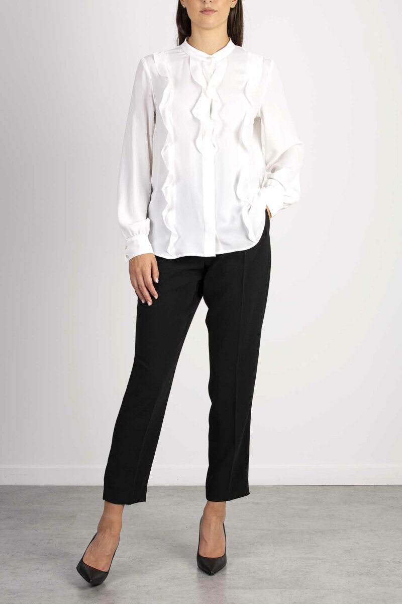 MARELLA-CAMICIA CON ROUCHES-MAAGUZZE PANNA