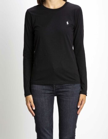 RALPH LAUREN-T-SHIRT GIRO DONNA M/LUNGA-RL847074 BLACK