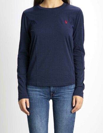 RALPH LAUREN-T-SHIRT GIRO DONNA M/LUNGA-RL847074 NAVY