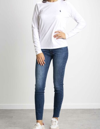 RALPH LAUREN-T-SHIRT GIRO DONNA M/LUNGA-RL847074 WHITE
