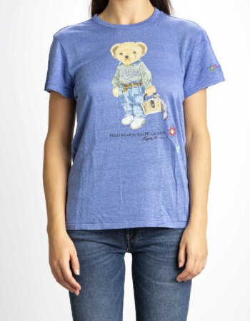 RALPH LAUREN-T-SHIRT Bear Jersey Linen Tee-RL872984 BLUE