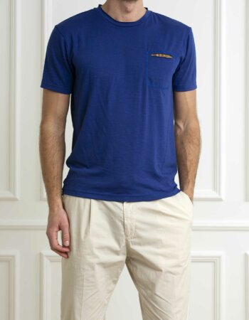 DANIELE ALESSANDRINI-T-SHIRT UOMO TASCHINO-ALM7716E8654400 ROYAL