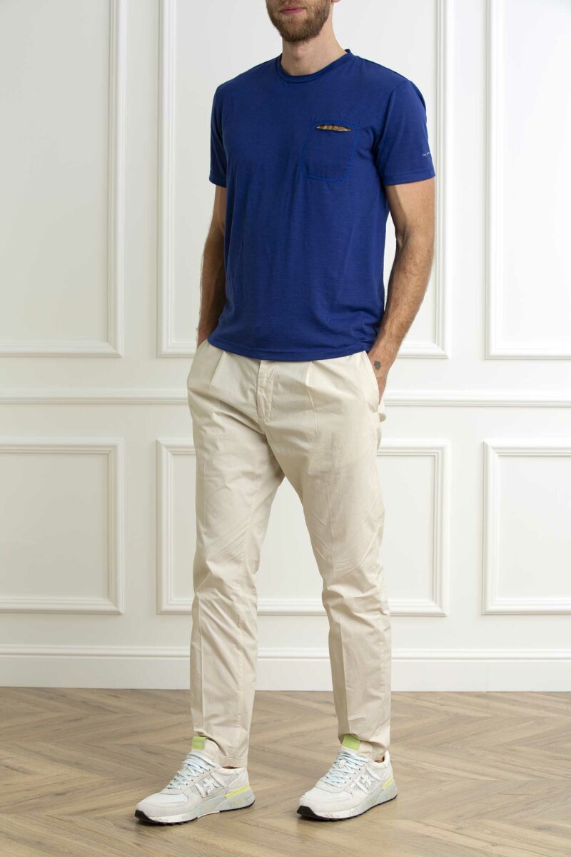 DANIELE ALESSANDRINI-T-SHIRT UOMO TASCHINO-ALM7716E8654400 ROYAL