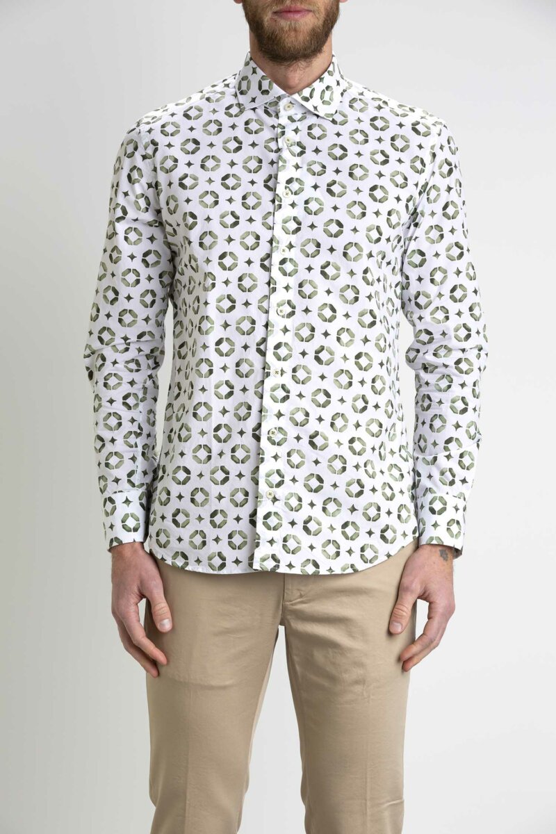 BASTONCINO-CAMICIA FANTASIA COTONE-BASB2502164 VERDE