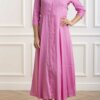 BASTONCINO-ABITO IN LINO-BASVESTITOD050 ROSA