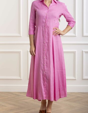 BASTONCINO-ABITO IN LINO-BASVESTITOD050 ROSA