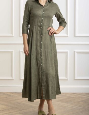 BASTONCINO-ABITO IN LINO-BASVESTITOD050 VERDE