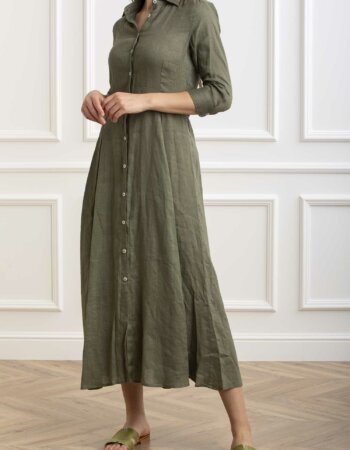 BASTONCINO-ABITO IN LINO-BASVESTITOD050 VERDE