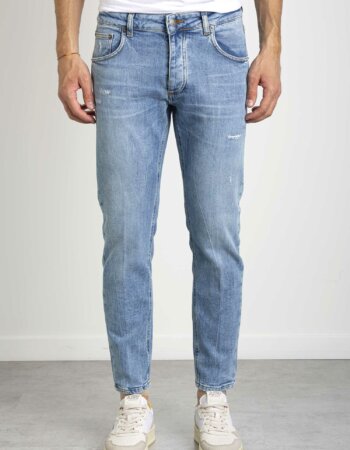 BEABLE-JEANS DAVIS SHORTER ROTTO CHIARO-BEDAVISSHOWTN4401 DENIM