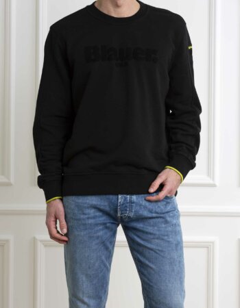 BLAUER-FELPA GIROCOLLO-BLAF03191006804 NERO