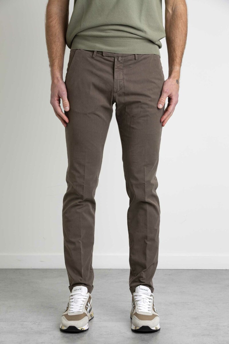 BRIGLIA-PANTALONE COTONE RASATELLO-BRBG03323051 MORO