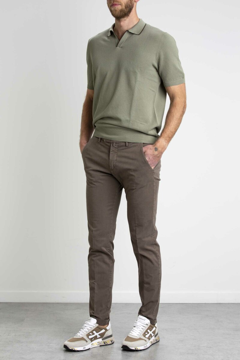 BRIGLIA-PANTALONE COTONE RASATELLO-BRBG03323051 MORO
