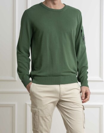 CP COMPANY-MAGLIA  COTTON CREPE KNIT-CPMKN109A004128O GREEN