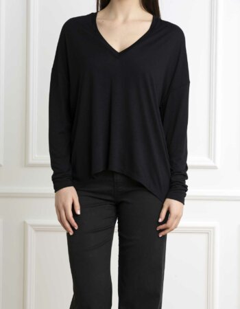 DONDUP-T/SHIRT COLLO A V-DDS993JF0337D NERO