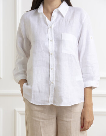 EMME MARELLA-CAMICIA IN LINO-EMATTICA1 BIANCO