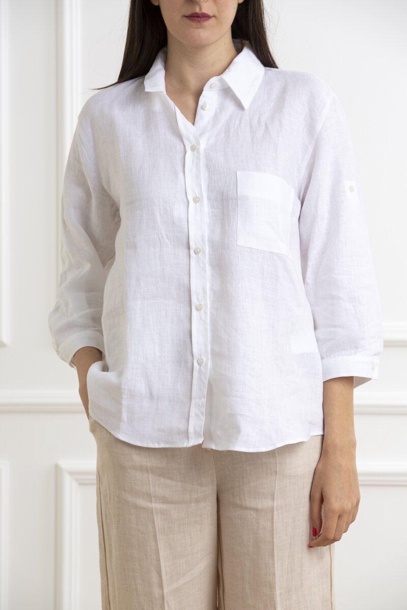 EMME MARELLA-CAMICIA IN LINO-EMATTICA1 BIANCO