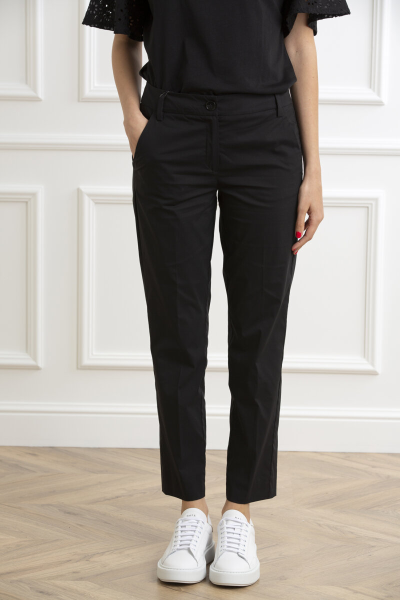EMME MARELLA-PANTALONE IN POPELINE-EMCOLLEP4 NERO