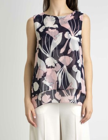 EMME MARELLA-TOP IN GEORGETTE-EMHARDEN NAVY