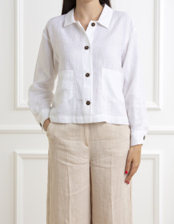 EMME MARELLA-CAMICIA IN LINO-EMMERCE BIANCO