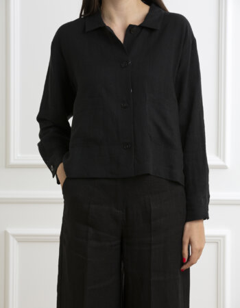EMME MARELLA-CAMICIA IN LINO-EMMERCE NERO