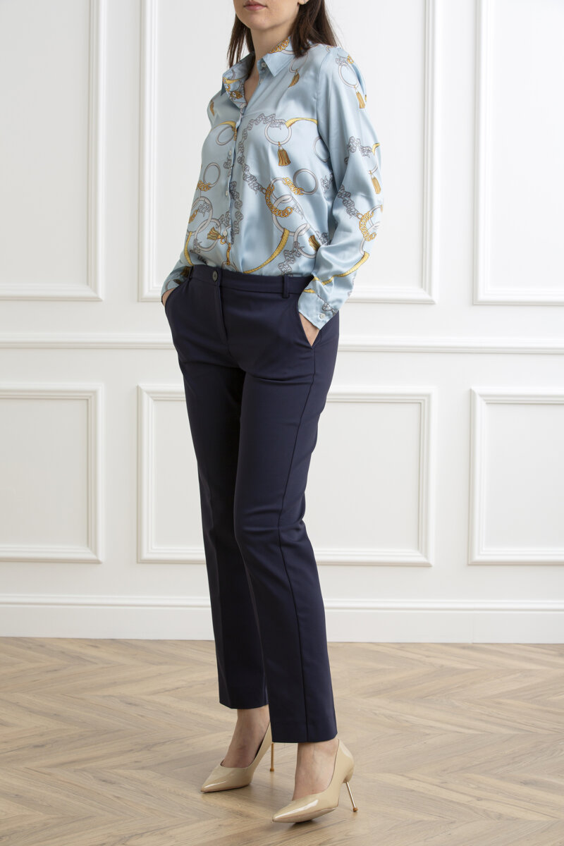 EMME MARELLA-CAMICIA TWILL STAMPATO-EMNABAB AZZURRO