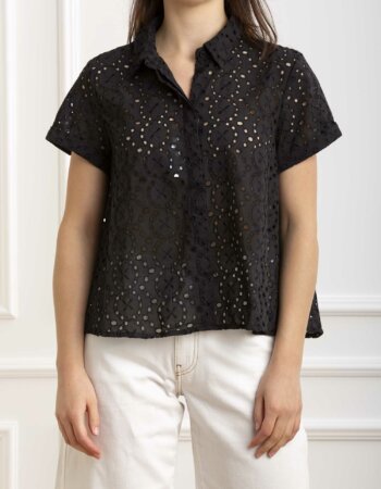 EMME MARELLA-CAMICIA TRAFORATA-EMTIRO NERO