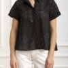 EMME MARELLA-CAMICIA TRAFORATA-EMTIRO NERO