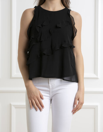EMME MARELLA-TOP IN GEORGETTE-EMTORTONA NERO
