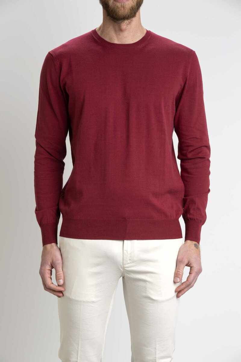 HOSIO-MAGLIA GIROCOLLO COTONE-HO100M01P3 RUBINO
