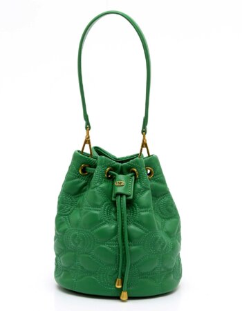 LA CARRIE-BORSA STICH&PUN SMALL BUCKET-LC131PMS342LEA GREEN