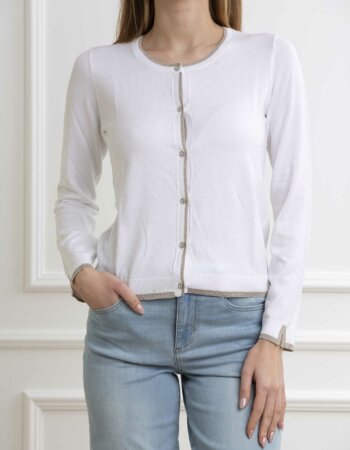 LIU JO-ECS MAGLIA APERTA ML-LJMA4076MS49I BIANCO