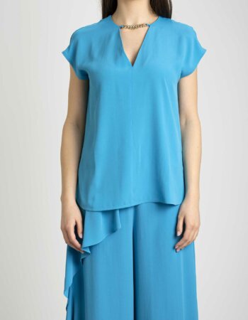 MARELLA-CAMICIA CREPE DE CHINE-MAASTER TURCHESE