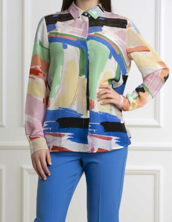 MARELLA-CAMICIA CREPE DI SETA-MAGOCCIA ROSA