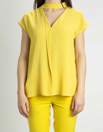 MARELLA-CAMICIA CREPE MISTO SETA-MAINEDITO GIALLO