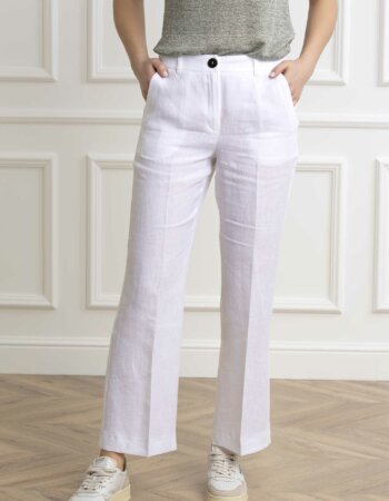 MARELLA-PANTALONE IN LINO-MAMUSCHIO BIANCO