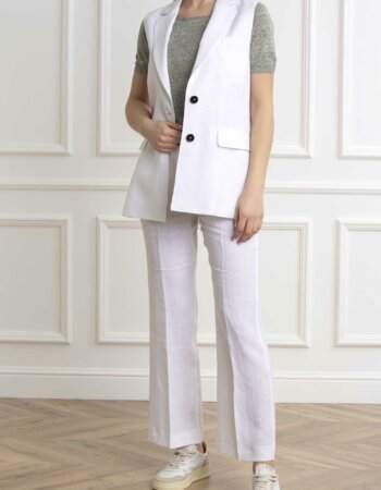 MARELLA-PANTALONE IN LINO-MAMUSCHIO BIANCO