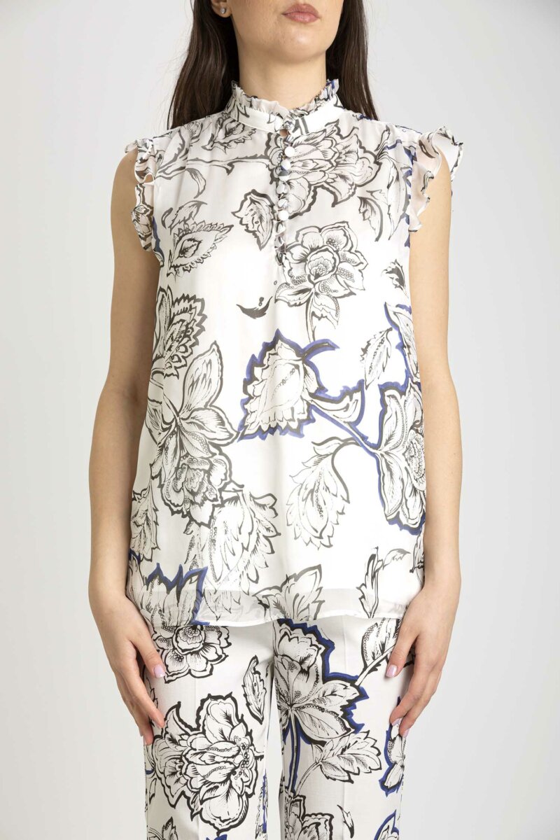 MARELLA-TOP IN CHIFFON-MAROTOLO PANNA