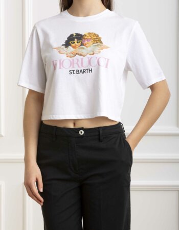 MC2 SAINT BARTH-T-SHIRT CROPPED FIORUCCI-MC2MALA001 BIANCO