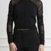 PINKO-MAGLIA VISCOSA TULLE-PKABETE NERO
