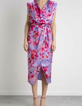 PINKO-ABITO SATIN STAMPA-PKARTIFICIOSO LILLA