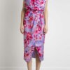 PINKO-ABITO SATIN STAMPA-PKARTIFICIOSO LILLA