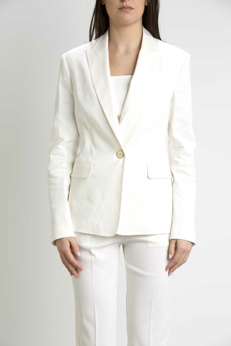 PINKO-GIACCA LINO STRETCH-PKEQUILIBRATO BIANCO