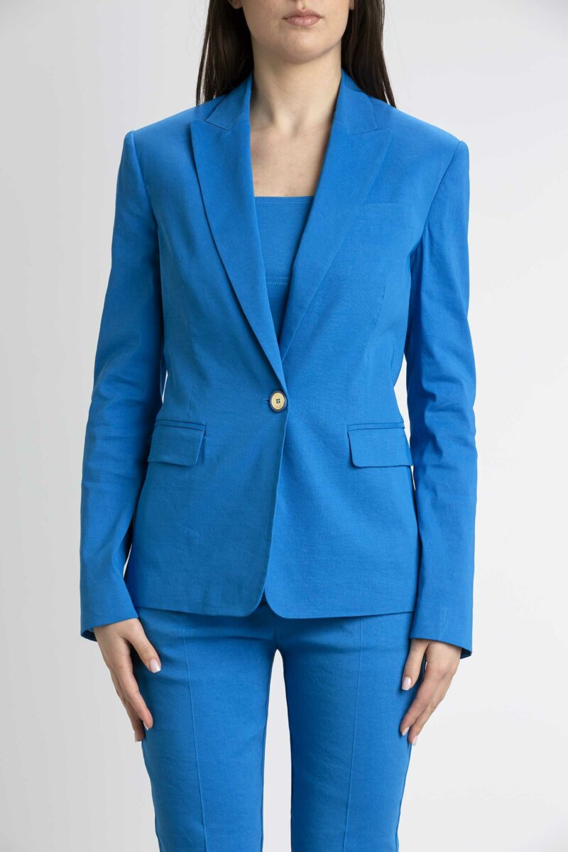 PINKO-GIACCA LINO STRETCH-PKEQUILIBRATO BLU