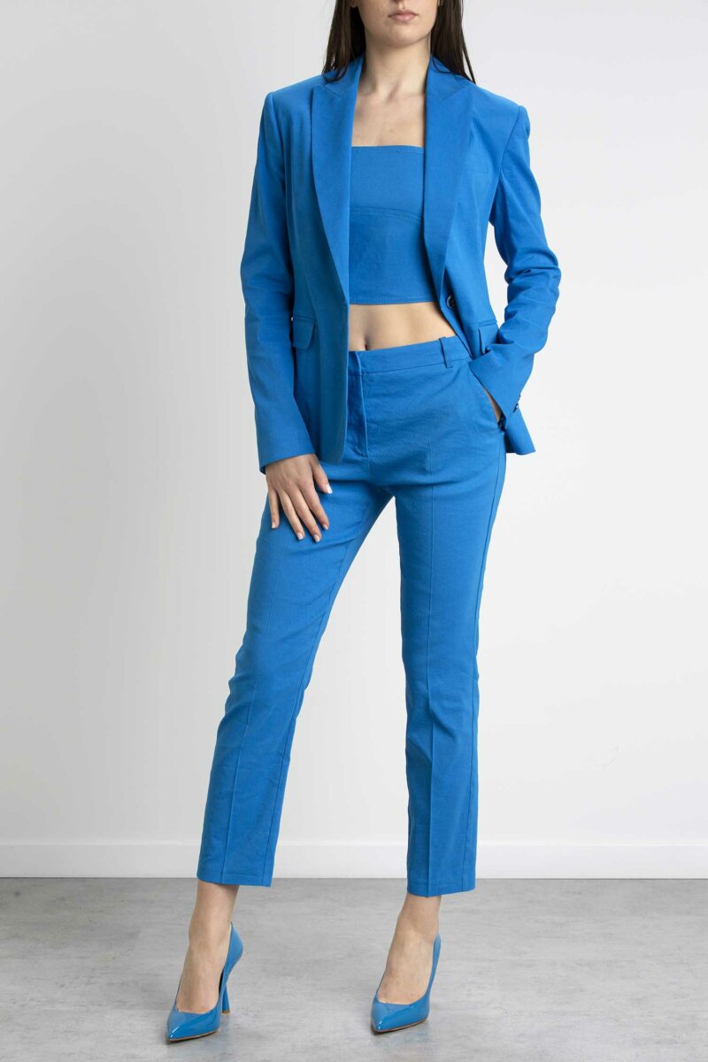 PINKO-GIACCA LINO STRETCH-PKEQUILIBRATO BLU