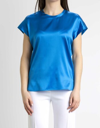 PINKO-BLUSA SATIN STRETCH-PKFARIDAP23 BLU