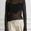 PINKO-MAGLIA RETE PATCH-PKFAVOGNA NERO