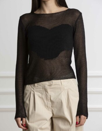 PINKO-MAGLIA RETE PATCH-PKFAVOGNA NERO