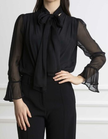 PINKO-BODY CREPE DE CHINE-PKPARTICELLAP24 NERO
