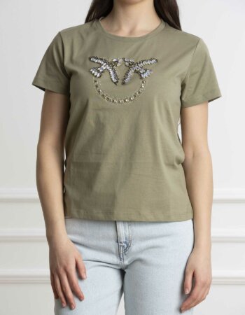 PINKO-T-SHIRT JERSEY LOGO-PKQUENTIN VERDE