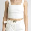 PINKO-TOP LINO STRETCH-PKROTTOFRENOP23 BIANCO
